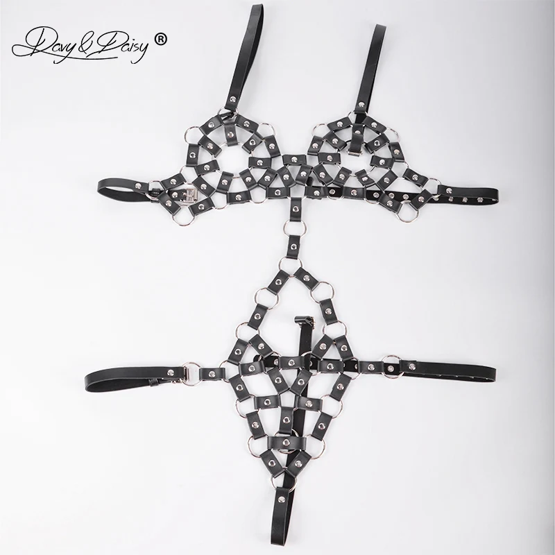 DAVYDAISY женские сексуальные боди из искусственной кожи с открытым бюстом и