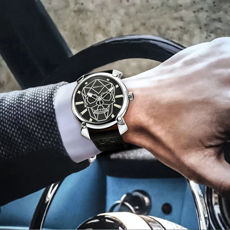 

Men's Watches BENYAR New Top Brand Business Luxury Quartz Leather Wrist Watches Mens Waterproof Sport Watch Relogio Masculino