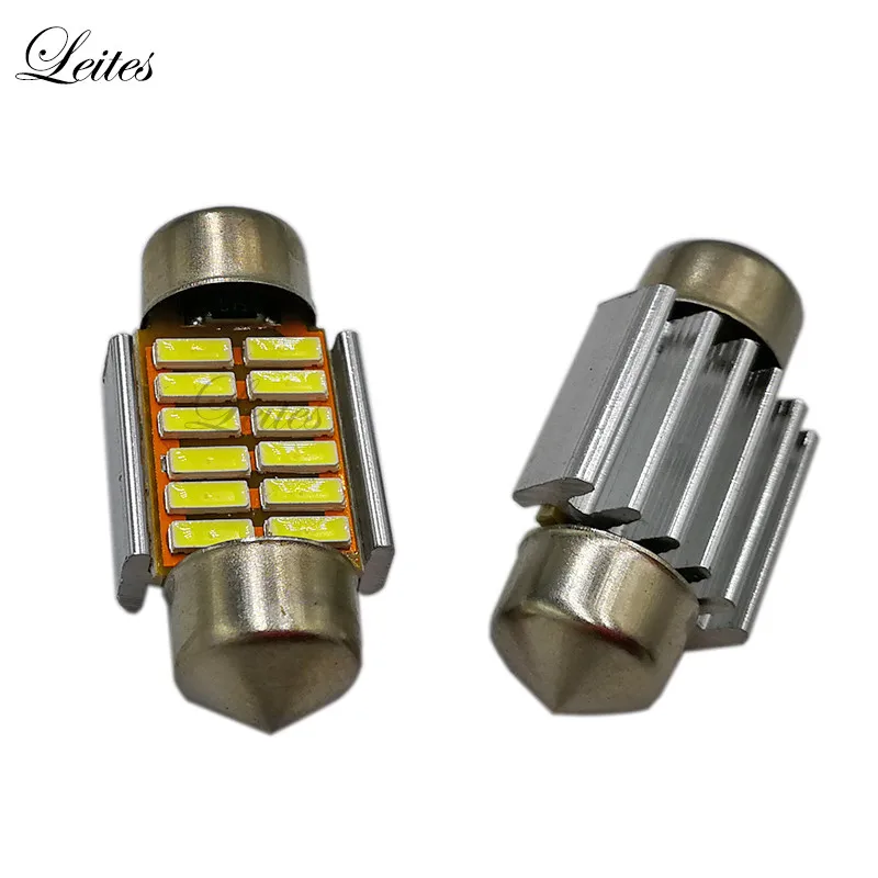 Leite 2 шт. Автомобильный светодиодный C5W белый внутренний светильник 28 мм 12SMD 4014 клиновидный Автомобильный светодиодный купол с фестонами светильник для Чтения номерного знака
