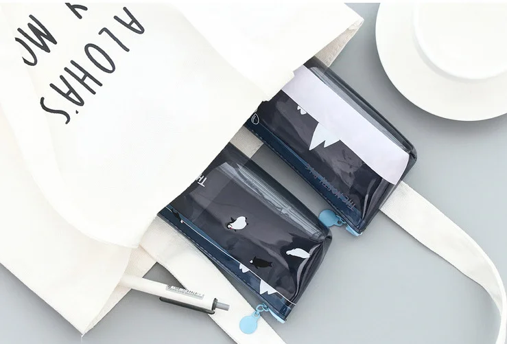 Креативный полупрозрачный пенал из ПВХ с пингвином полярным медведем для детей