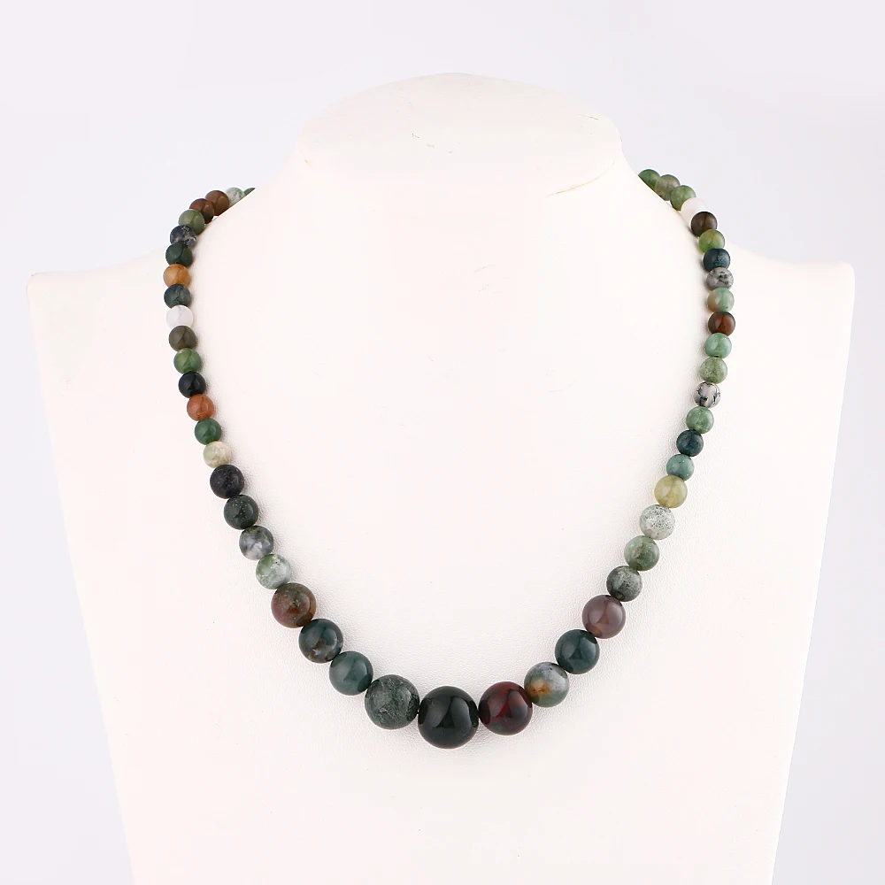 4pcs Wholesale 48cm 6mm-14mm Round Agate Beads Crystal Necklace Natural Stone Power Stones Women Jewelry Short Chakra | Украшения и