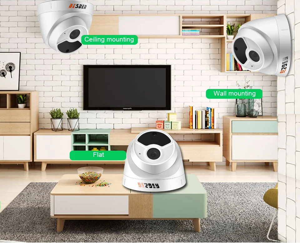 Besder аудио Беспроводная ip-камера FULL HD 1080P 960P 720P широкий угол 2,8 мм Внутренняя купольная видеокамера IP ONVIF RTSP Обнаружение движения
