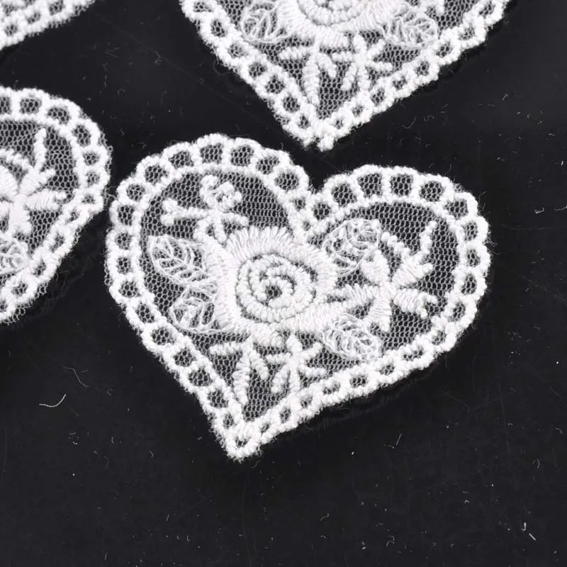10 шт./лот Кружевная аппликация в виде сердца сетчатая отделка аксессуары для