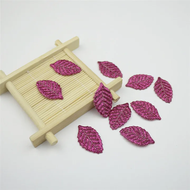 Rose red Leaves 50 шт. аксессуары для головных уборов блестящие листья DIY ремесло поставки искусственные лезвия одежды украшения на заколках Детские материалы для скрапбукинга - Цвет: Rose red Leaves
