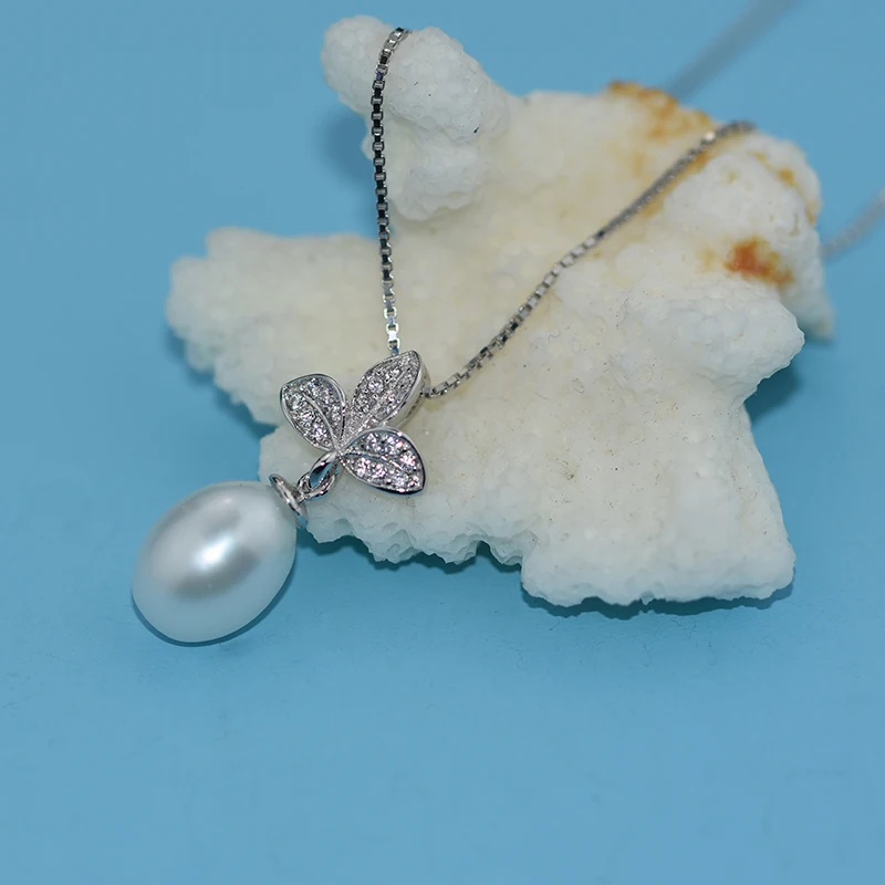 Женское ожерелье из серебра 925 пробы 8 9 мм|freshwater pearl pendant|f pendantpearl pendant |
