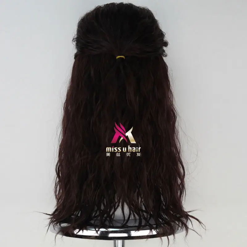 Парик для косплея Miss U Hair мужской синтетический длинный вьющийся с темно