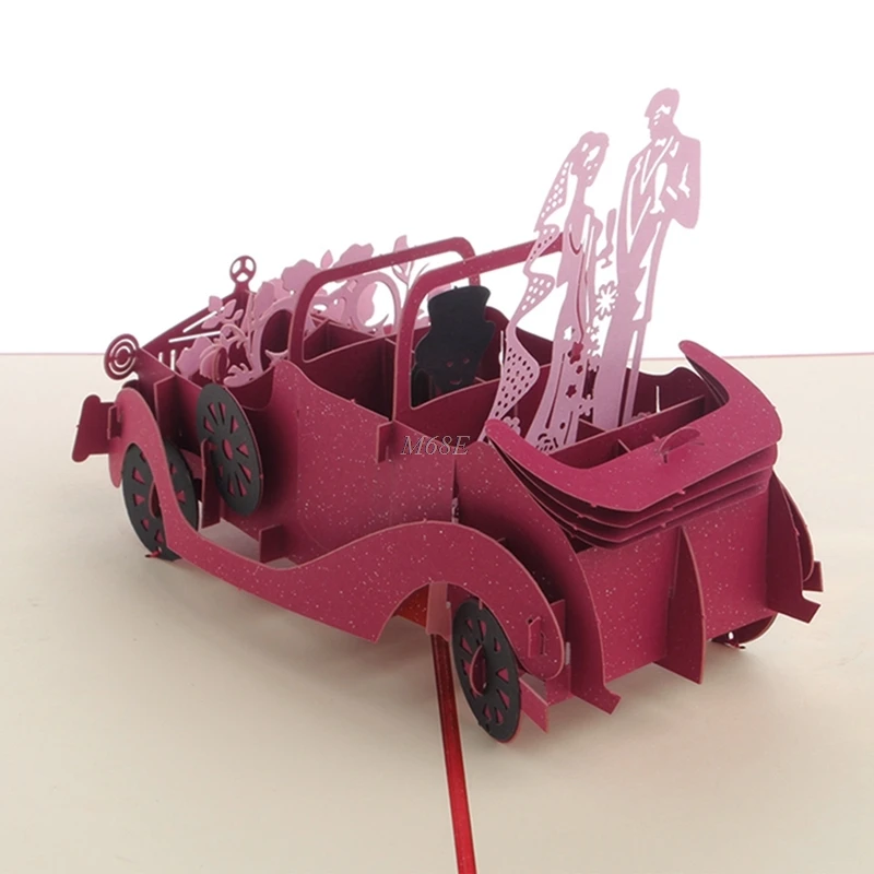 Модный дизайн 3D всплывающий винтажный автомобиль поздравительная открытка Свадьба День святого Валентина приглашение jun2