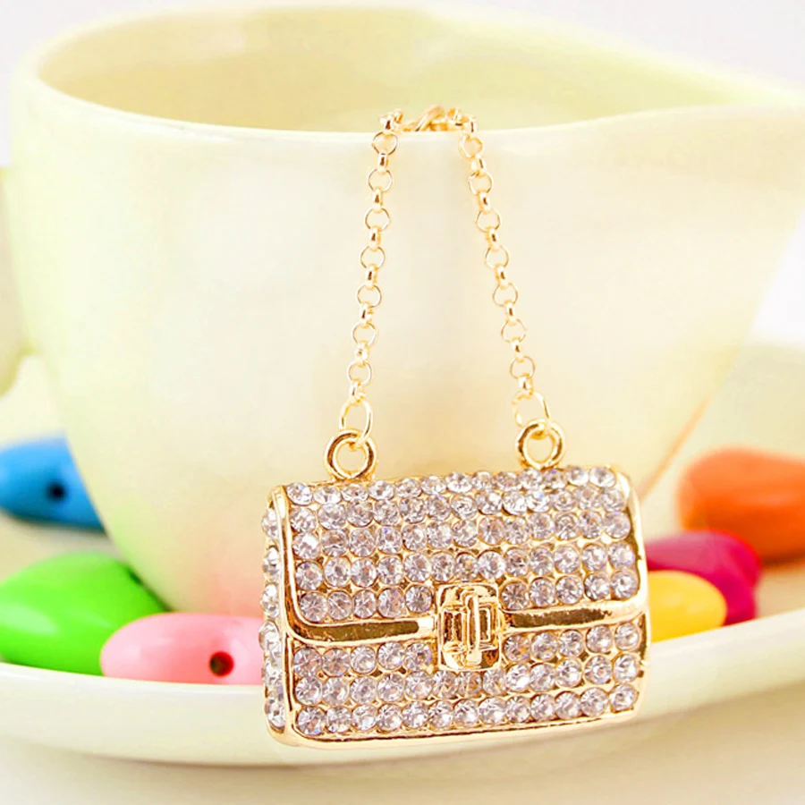 Прекрасная подвеска Сумочка Стиль брелок модные стразы с украшением в виде