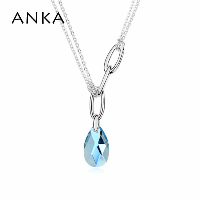 

ANKA water drop necklaces & pendants fashion collier Jewelry boho mini parallele necklace Crystals from Austria #97333