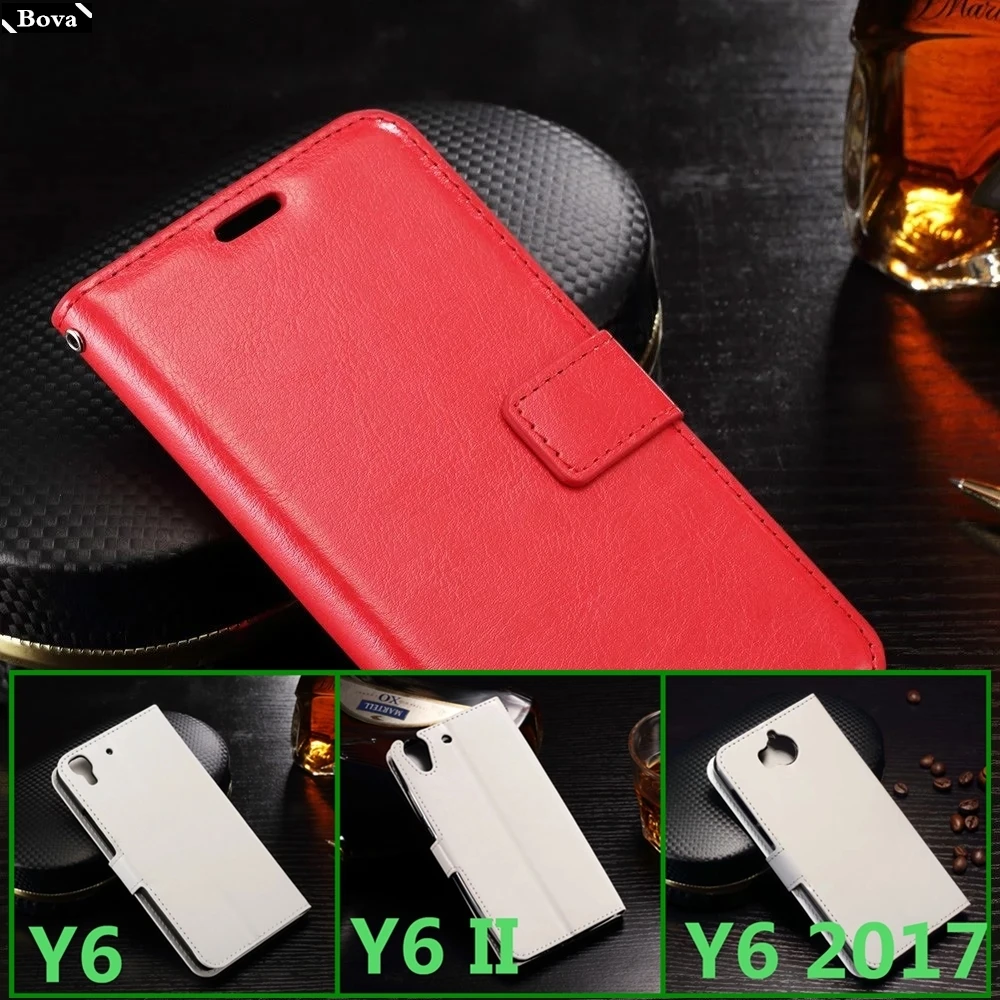 Держатель для карт крышка чехол для huawei Y6 Y6 II Y6 Prime чехол для телефона из искусственной кожи с откидной крышкой