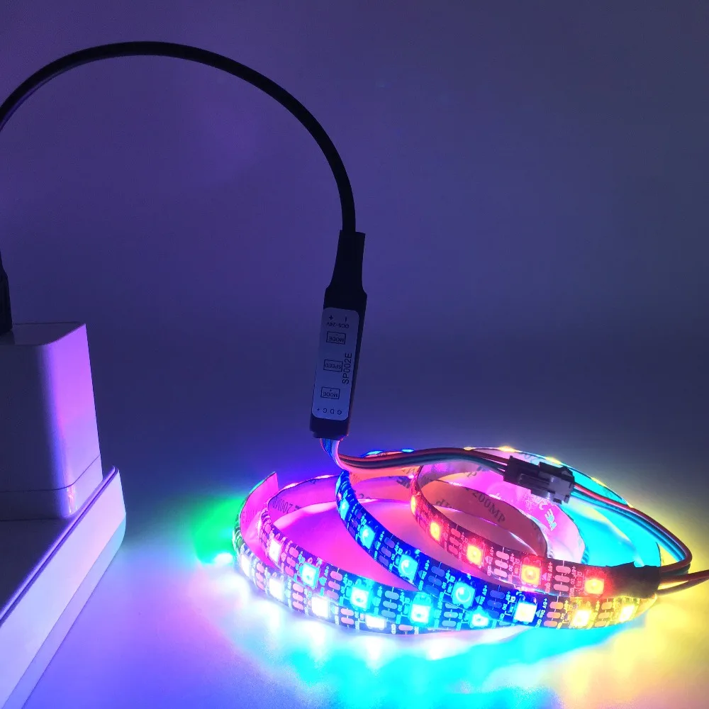 USB RGB WS2812B Светодиодная лента Адресуемая Пиксельная лента с USB контроллером для ТВ сзади под шкафом лампа DC5V 1 м/2 м/3 м/4 м/5 м