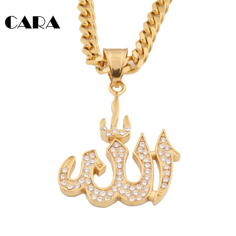 

2019 new Mens Necklace Out Muslim Allah Pendant Necklace Hip hop 70cm length link Chain Islamic Koranic Islam Necklace CAGF0069