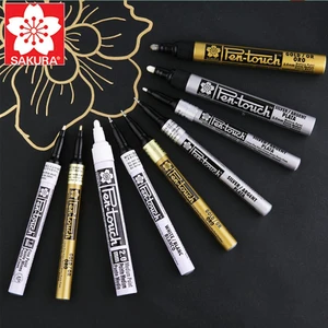 Маркеры для рисования Sakura, водостойкие, золотистыеСеребристыебелые, 0,7 мм1 мм2 мм