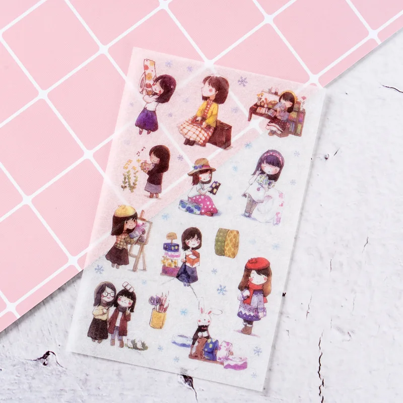 

6pcs School girl paper stickers diy decoration Diary Book Planner sticker for album scrapbooking Decoration papeleria sale
