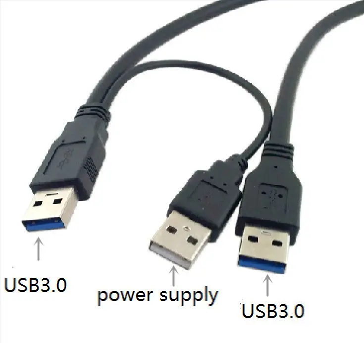 Три USB мужских линий передачи данных USB3.0 мужчин и с вспомогательным питания