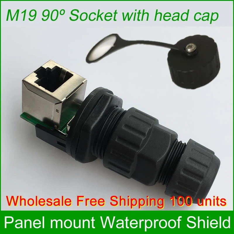 Verkauf Kostenloser Versand Großhandel 100 Einheiten RJ45 Panel Mount Wasserdichte 90 Grad Verbinder Gemeinsamen Outdoor AP Buchse Gigabit Gerade Kopf