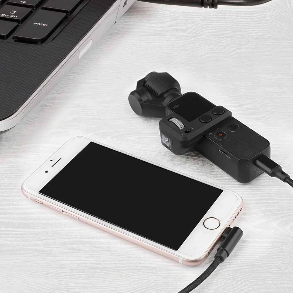 Нейлоновый Плетеный USB кабель для передачи данных для DJI OSMO Карманный ручной карданный тип-c для Micro-USB/type-C/для Lightning зарядного шнура