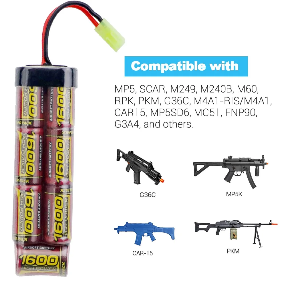 Плоский аккумулятор Melasta 7S 2/3A 8 4 в 1600 мАч NiMH с разъемом Mini Tamiya для страйкбольных