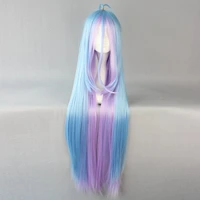 anime no game no life shiro 110cm long multi color ponytail heat resistant cosplay costume wig wig cap