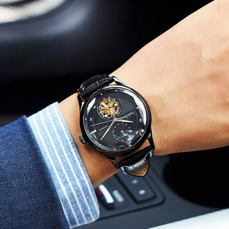Мужские механические часы Bestdon Sapphire швейцарские роскошные брендовые Синие