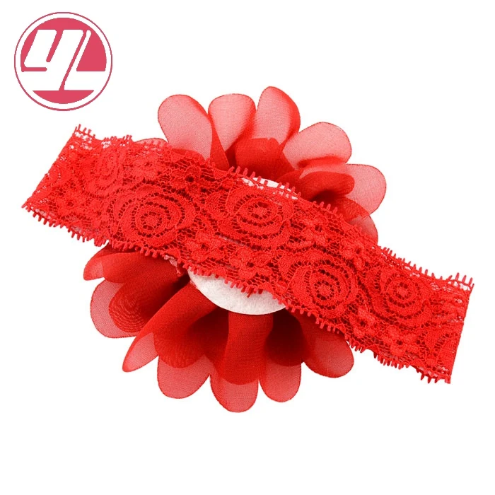 Повязка на голову кружевная с цветочным бантом 12 шт./лот мягкая эластичная