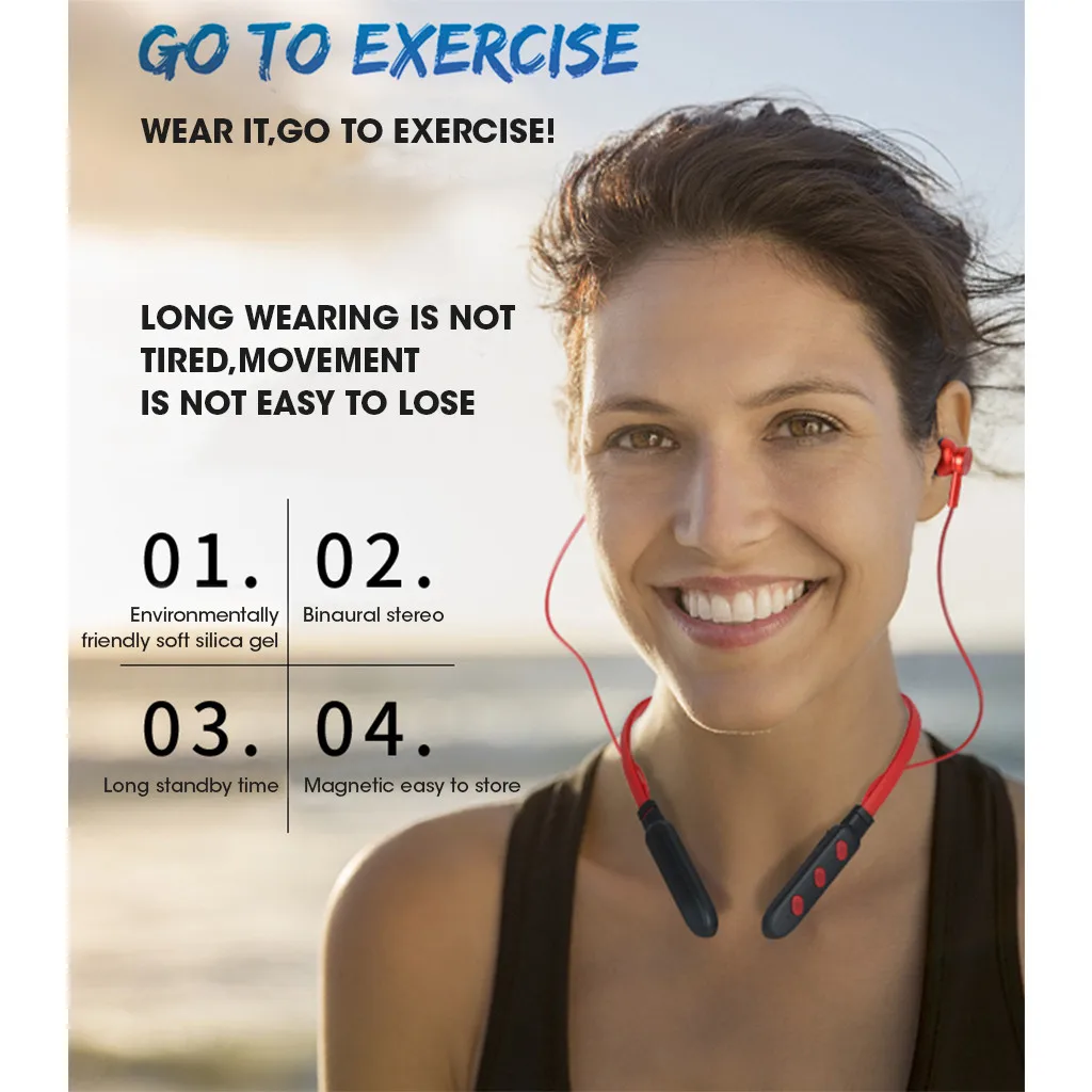 Модные Спортивные наушники Bluetooth V4.1 + EDR с шейным ободом маленькие петлей
