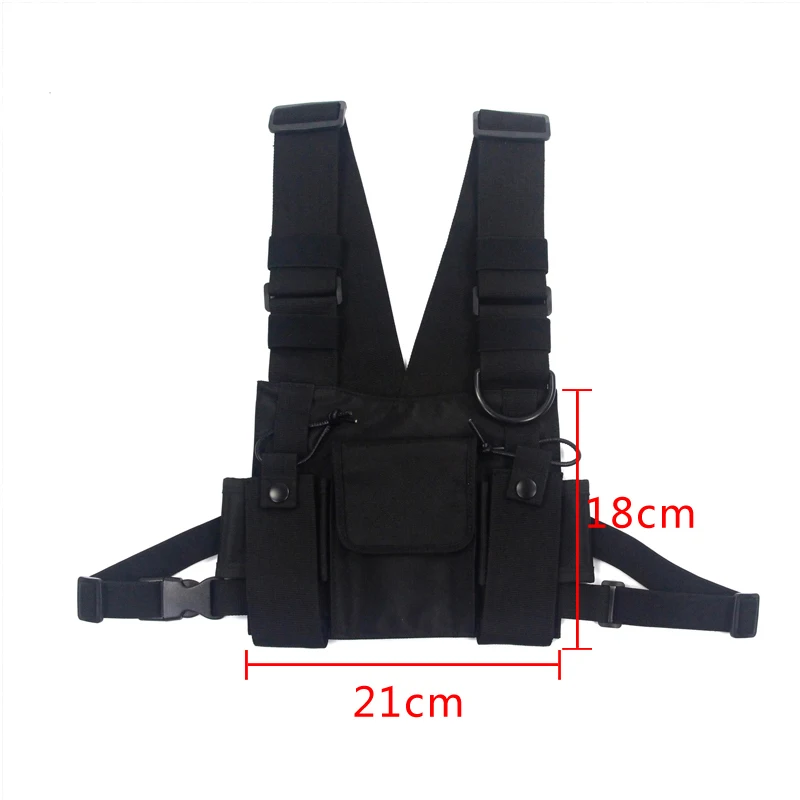 Черная тактическая сумка для мужчин нейлоновая нагрудная в стиле хип хоп уличная
