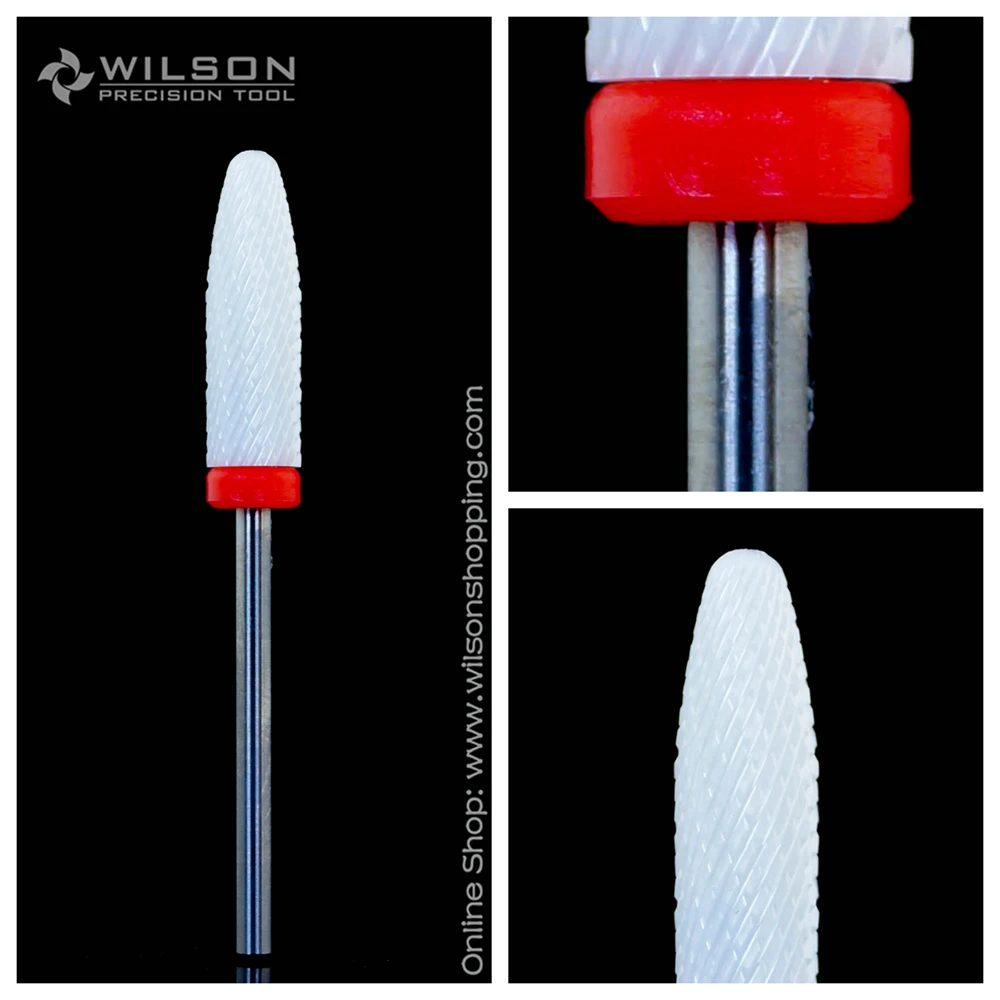 

White Ceramic Nail Drill Bit - Long Flame Bit - Fine(610183)