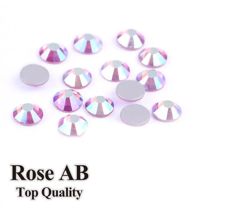 

Nail art decorations rose AB AAA high Quality Glass Crystal SS16-SS30 Hotfix Rhinestones For clothing Garment Accessorie