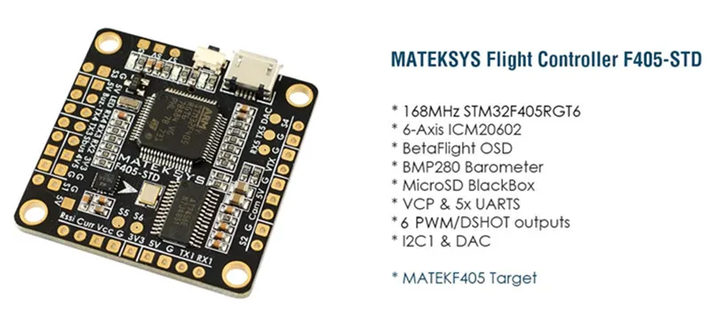 Matek F405-STD F405 STD BetaFlight STM32F405 Контроллер полета встроенный Инвертер OSD для RC Multirotor FPV гоночный Дрон