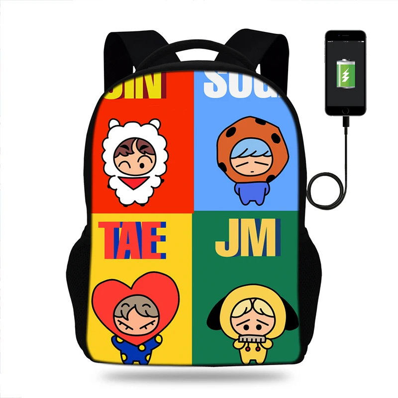Мультфильм BT21 девушки школьные сумки рюкзаки ранец для детей ортопедический