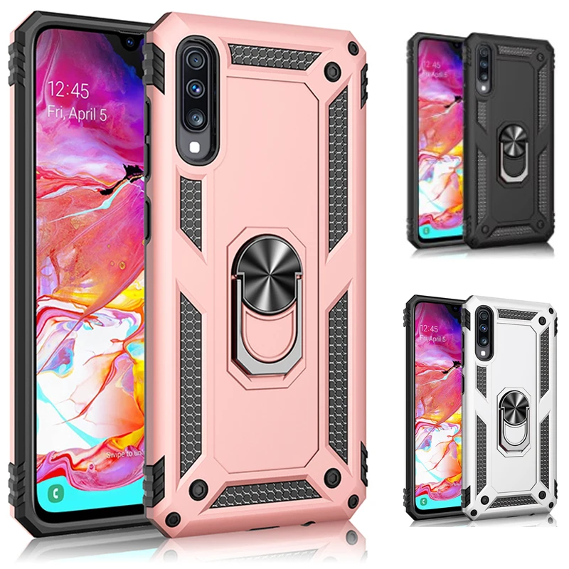 Car Mounted Armor Case For Samsung Galaxy A20e A 10 20 30 40 50 70 S Shockproof Ring Buckle Stand Soft TPU+ Hard PC Case Cover