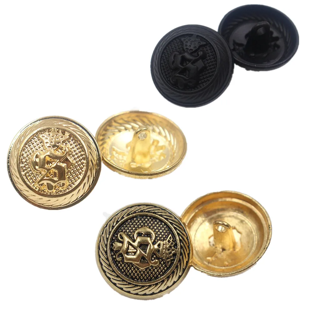 10 шт./лот металлические пуговицы в стиле ретро для одежды Черное золото украшение