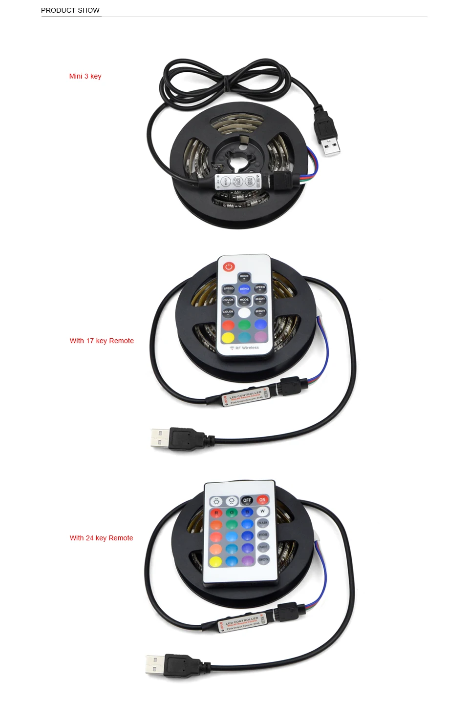 DC 5 В 5050 SMD RGB USB СВЕТОДИОДНЫЙ светильник лента 1 м 2 м 3 м 4 м 5 м USB зарядное устройство светодиодный светильник 3 ключа 17key 24key RGB пульт дистанционного управления