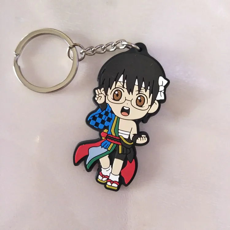 Sakata Gintoki Kagura Shimura Shinpachi GINTAMA Anime Model Action Figure Mobile Phone Schoolbag Rubber Keychain Pendant Gift6cm | Игрушки и