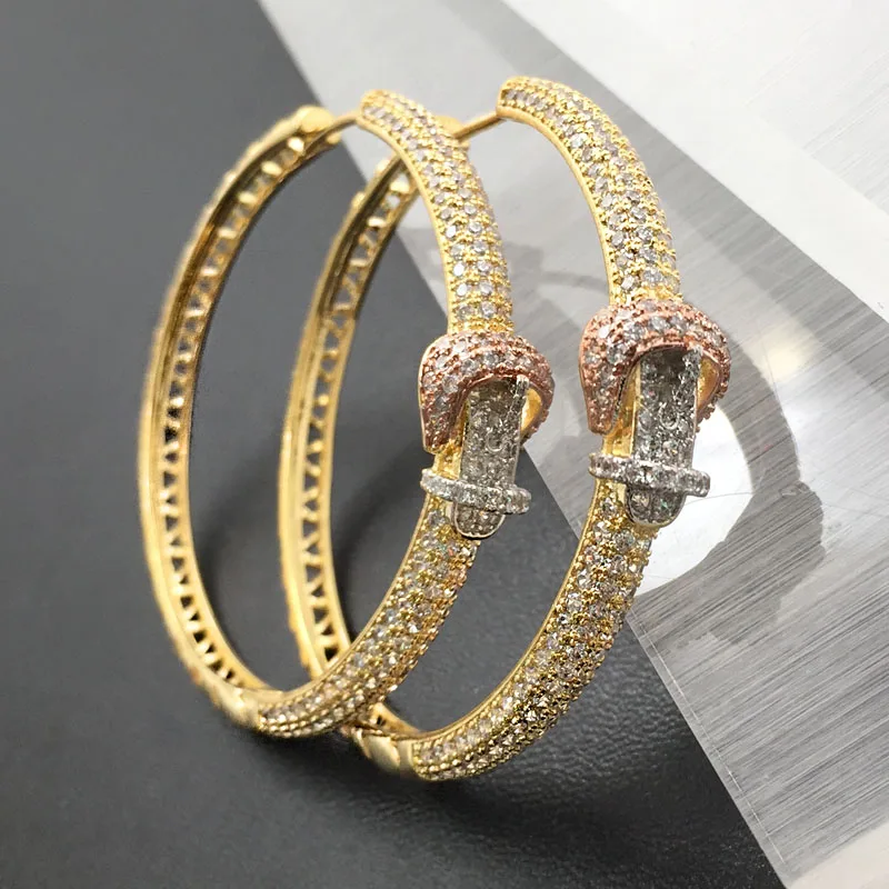 Lanyika Fashion Jewelry Stylish Distinctive Artistic Big Ear Loops Micro Plated Wedding Engagement Earrings Daily Best Gift