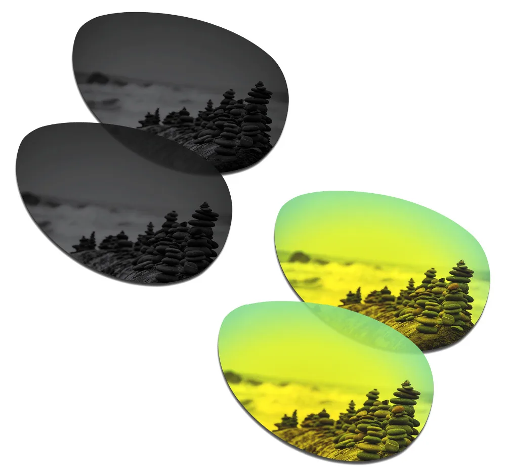 

SmartVLT 2 Pairs Polarized Sunglasses Replacement Lenses for Oakley Feedback Stealth Black and 24K Gold