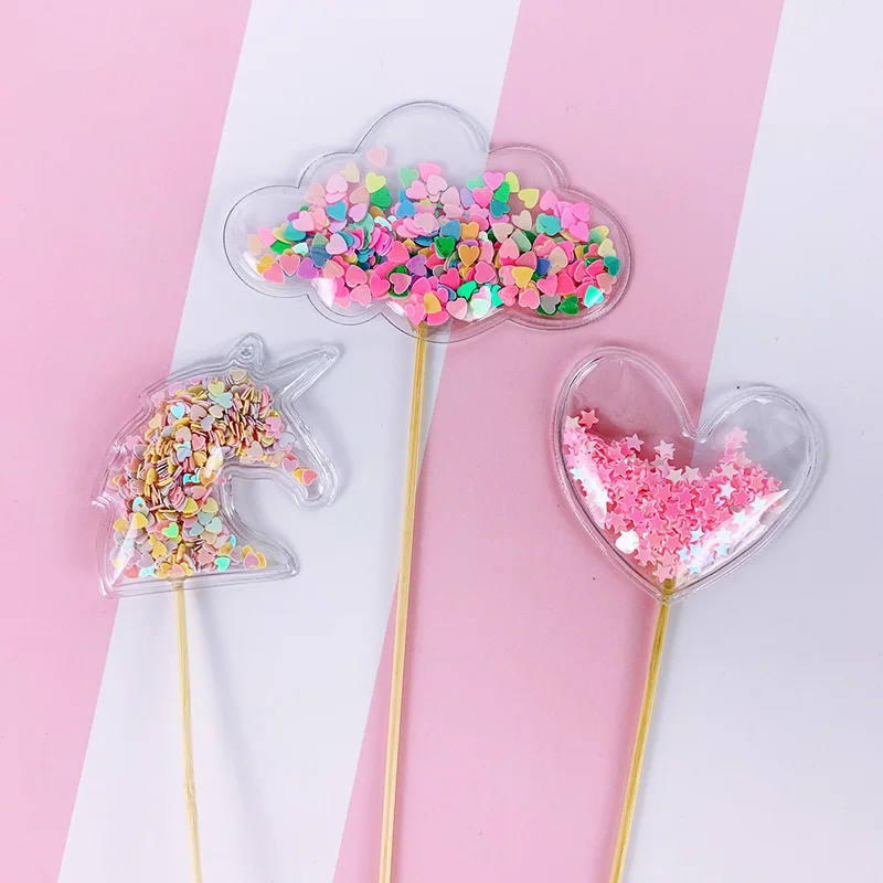 2 шт. Сказочный Топпер для торта из ПВХ единорог любовь корона облако блестящий