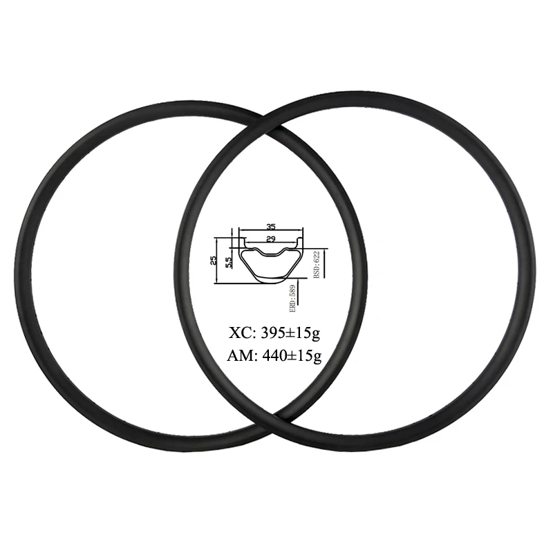 

29er XC AM enduro mountain bike 35mm x 25mm clincher tubeless carbon rims 24H 28H 32 holes 36H 29inch mountain bicycle rim