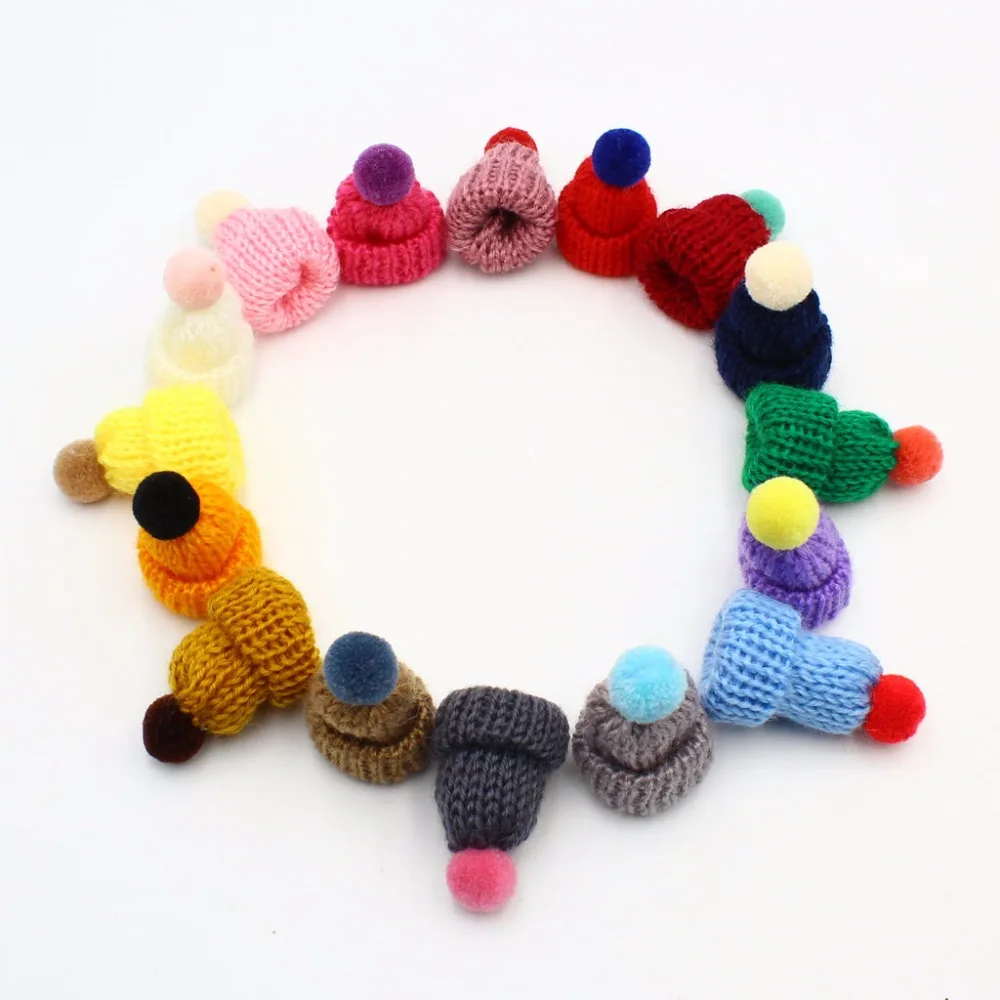 60pcs Kawaii Pompom Decor Mini Woollen Cap Brooch/ Hair Clip DIY Clothes Decoration Headware with pom poms Accessories | Украшения и