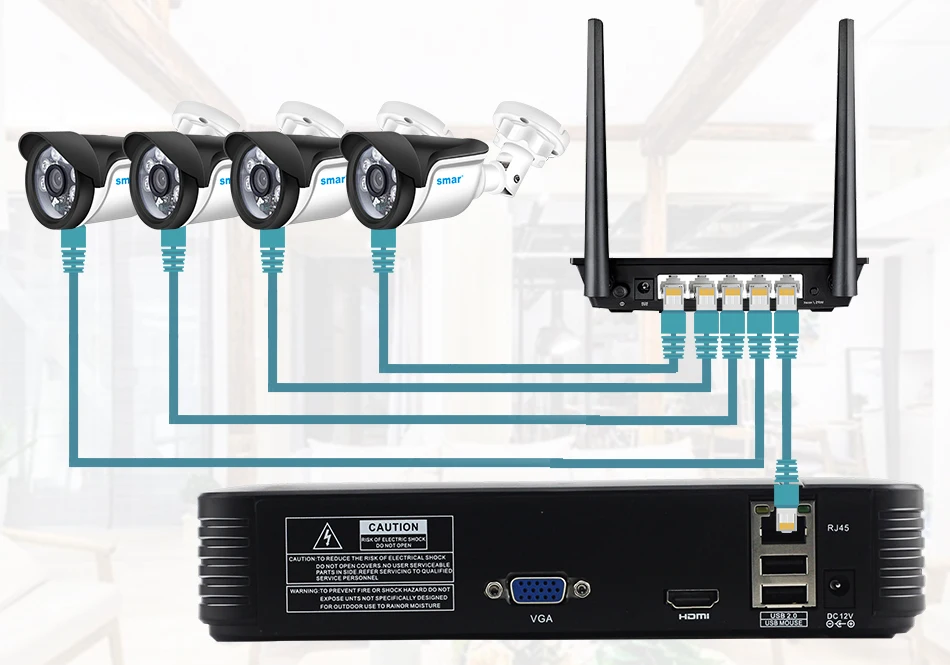 Sm4ch CCTV Система HDMI CCTV NVR 4 шт. 1,0 МП/МП уличная инфракрасная камера видеонаблюдения 6 шт. Nano Leds Камера видеонаблюдения комплект
