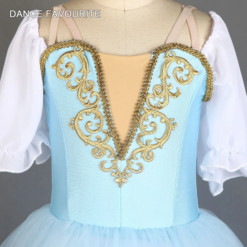 Бледно-синяя балетная юбка-пачка Длинная романтическая танцевальная одежда для