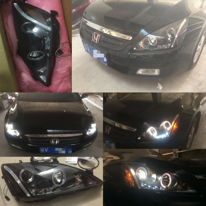 Для Honda для Accord светодиодные полосы головная лампа Биксеноновые линзы проектора 2003-2007 год HID комплект светодиодный ксеноновые фары свет
