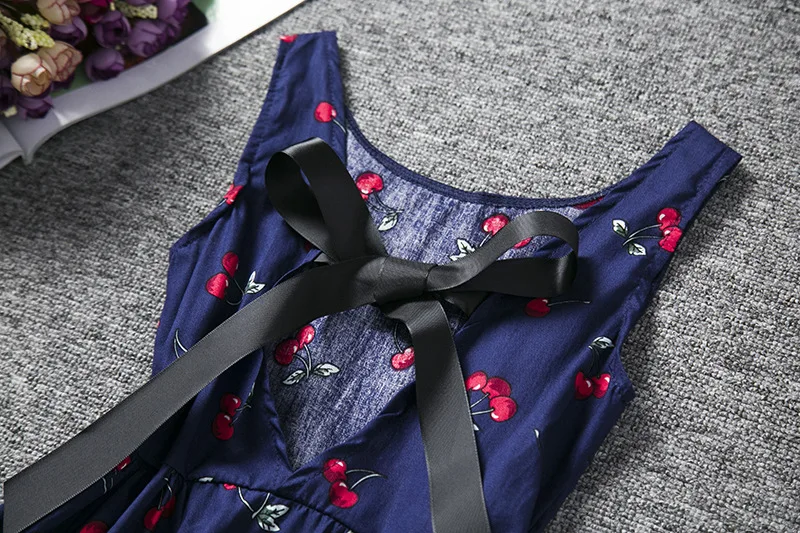 

U-SWEAR 2020 New Arrival Kid Flower Girl Dresses Cherry Print Sleeveless O-neck A-line Backless Girls Pageant Dresses Vestidos