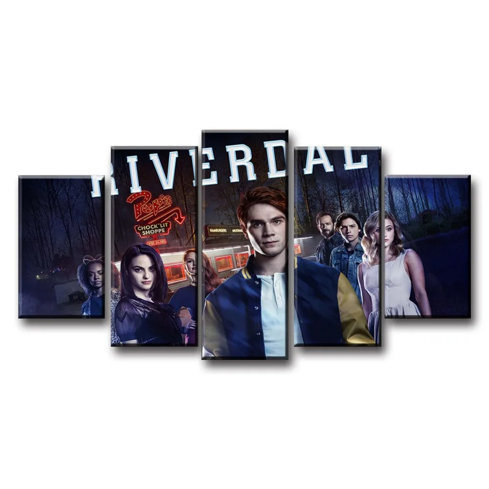 Холст Картина 5 шт. синий кирпичная стена в искусстве Ханука плакат Гостиная