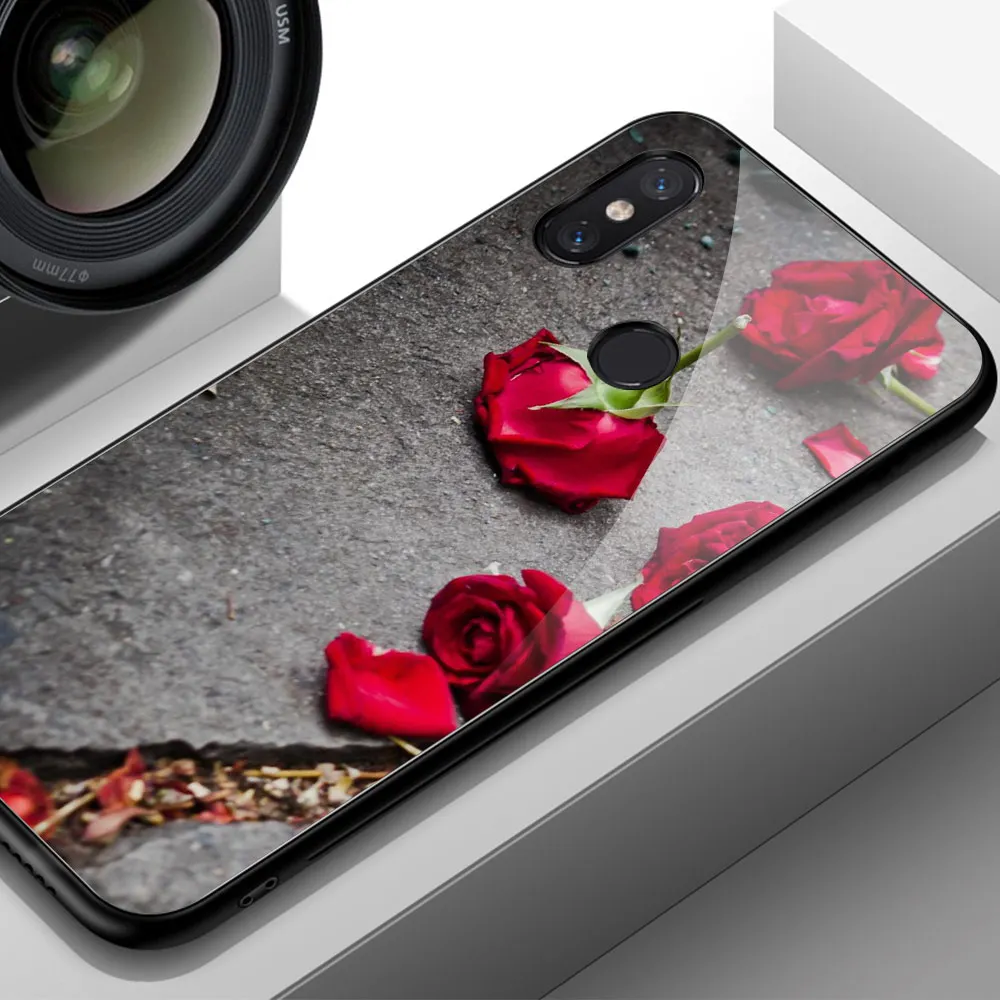 Чехол с красной розой для xiaomi mi 9, стеклянная задняя крышка, цветочный чехол для xiaomi 6 8 9 se 8 lite explorer mi x 2 2s 3 max 3 - Цвет: 01889