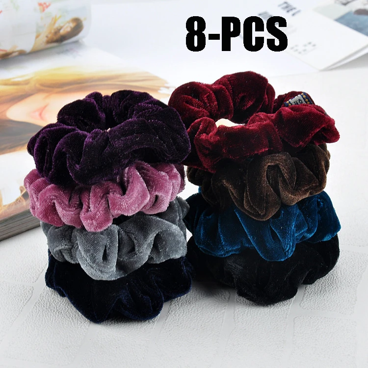 8 шт. бархатных резинок для волос для женщин и девочек - аксессуары для волос для связывания, кольца, резинки для хвоста.