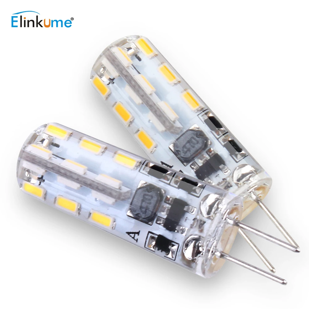 Elinkume G4 Светодиодный светильник 2 Вт 3 4 SMD3014 лампа AC/DC 12 В энергосберегающая мини