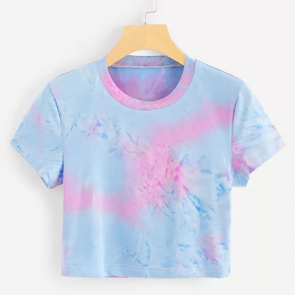 Женские летние топы, футболка с принтом Tie Dye, короткий рукав, топы с круглым вырезом, Повседневная футболка, женская одежда harajuku, футболка TS3