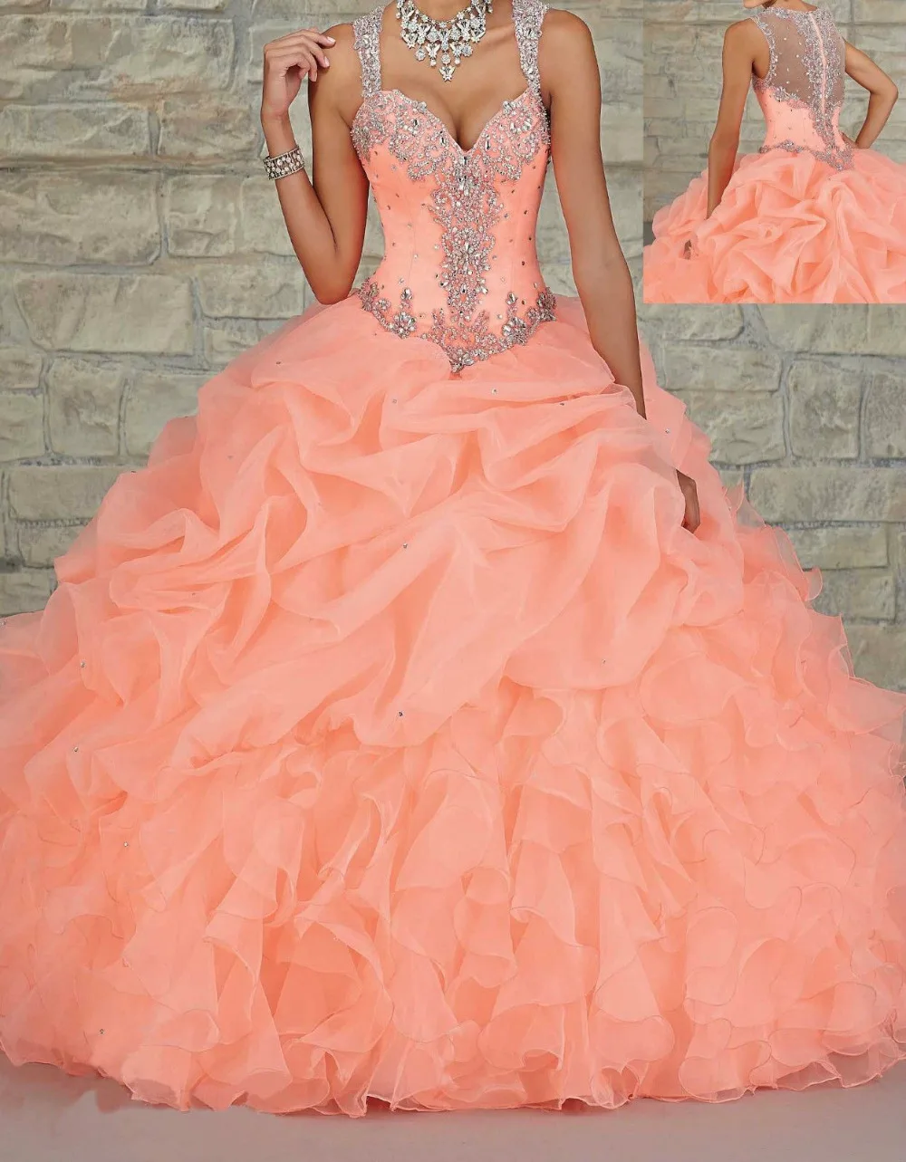 2015 HOT New Style Beaded Long Prom Ball Gown Quinceanera Wedding Dresses Custom Size | Свадьбы и торжества